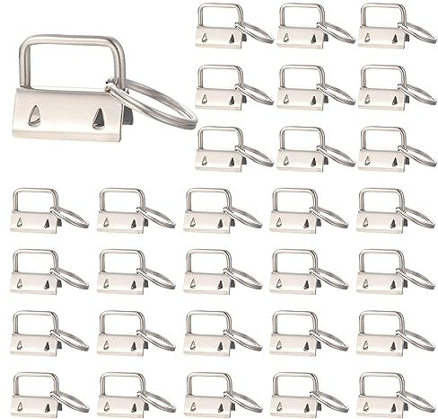 Pamtns Schlüsselband Rohlinge 25mm 40 Stück Schlüsselband Basteln Set Wristlet Hardware Schlüsselanhänger Klemmen Klemmschließeanhänger mit Schlüsselring Hardware für DIY Lanyard Handwerk