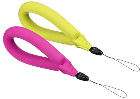 PATIKIL Floating Wrist Straps, 2Pcs Neoprene Waterproof Lightweight 250g Buoyancy Wristband Strap for Underwater Camera Swimming Snorkeling, Pink, Fluorescent Green