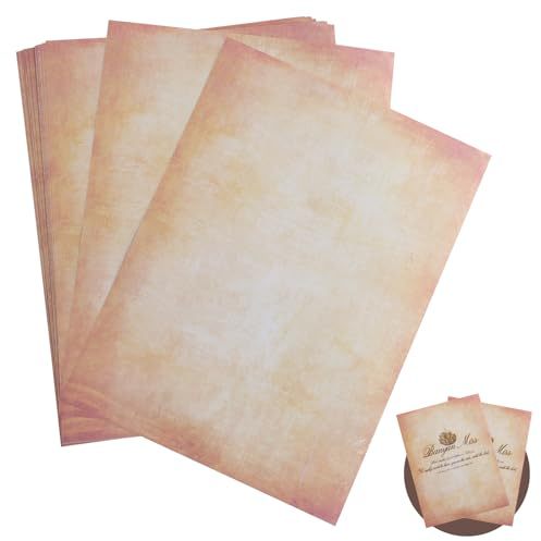 Lot de 60 feuilles de papier parchemin A4 imprimable pour calligraphie vintage 100 g – Convient pour imprimantes laser à jet d'encre et photocopieurs, également inscriptibles à la main