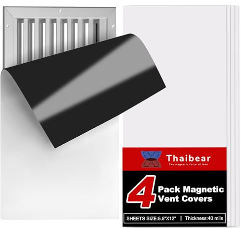 Thaibear Cubiertas de ventilación magnéticas, 14 cm x 30,5 cm (5,5 x 12 pulgadas), paquete de 4 cubiertas de ventilación de techo fuertes para pared del hogar, rejillas de ventilación de suelo, RV