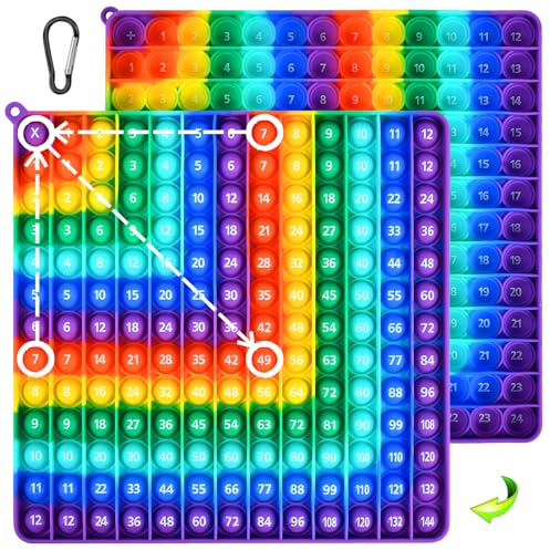 Popit XXL Fidget Toys, Push Pop Bubble Fidget Sensory Toy, Stressabbau Sensory Toy, Rainbow Multiplikationsbrett, Multiplikation für Kinder Lernspielzeug für Zusatz (Standardausgabe)