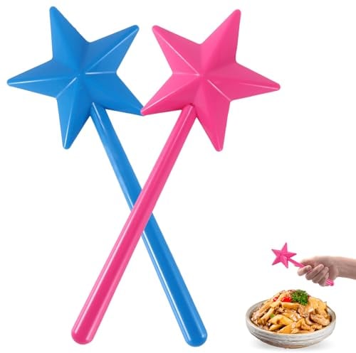 2 Pcs Salt and Pepper Shaker Set, Cute Star Shape Stick Spice Dispenser with 3 Holes and Small Funnel Seasoning Container Tool for Bbq Camping Home Restaurant Decoration Party Favors (Rose Red, Blue)