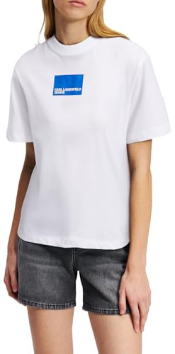 KARL LAGERFELD JEANS, Damen, Regular Short Sleeve Box Logo T-Shirt, Normale Passform, Weiss, L