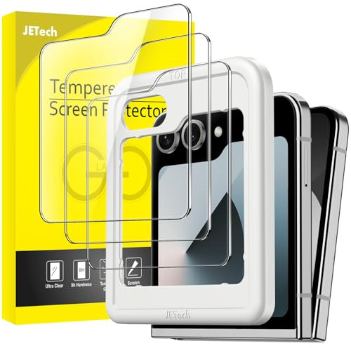 JETech Front Screen Protector for Galaxy Z Flip 7 FE 2025 / Z Flip 6 2024, Tempered Glass Film with Easy Installation Tool, Case-Friendly, HD Clear, 3-Pack