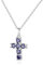 GAVU Damen Halskette Sterling Silber 925 mit blauem Zirkonia Kreuz Anhänger Schmuck für Frauen