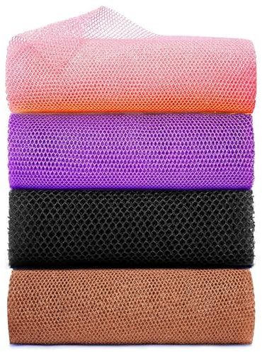 Xianzander 4 Stück afrikanische Netzschwamm – Peeling-Körperschrubber für glattere Haut, den täglichen Gebrauch (Rosa, Lila, Schwarz, Braun)