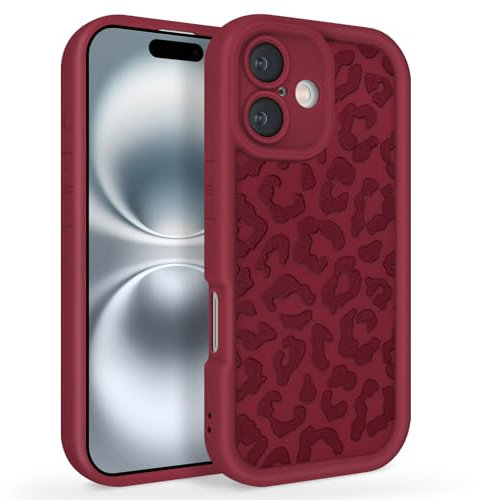 Newseego Case Compatible for iPhone 16, Aesthetic Leopard Print Styles Pattern Design Girls Women Phone Case Soft Slim TPU All-inclusive Lens Shockproof Cover for iPhone 16-Claret