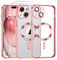 Phoona Cover Placcatura per iPhone 15 Plus 6,7 Pollici, Obiettivo per Fotocamera Protezione Completa e 2 × vetro temperato, Compatibile con MagSafe Ricarica Wireless, Protezione Militare, Rosa