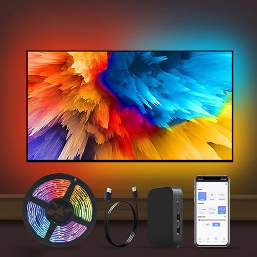 Geeignet Für 55-65in Led Beleuchtung Für TV, Intelligente Led Beleuchtung Streifen, Gleichen Bildschirm Mit TV Sprachsteuerung Einstellbare Farbe Einfache Installation Geeignet Für TV Hintergrund