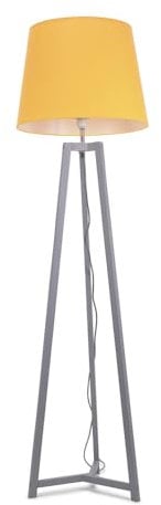 ValueLights | Grey Wood Tripod Floor Lamp with Mustard Tapered Fabric Lampshade Living Room Light | Floor Lamps, Home Décor & Improvement Essential