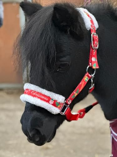 Pferdehalfter Führstrick Set mit Weihnachtsdruck Rot Full-Mini Shetland Rot (Pony)