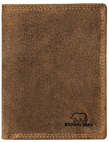 Geldbörse Leder Braun Vintage | Herren & Damen | RFID-Schutz mit Münzfach | Portemonnaie Echtleder | Geldbeutel Hochformat | BB Design 8002 HBR