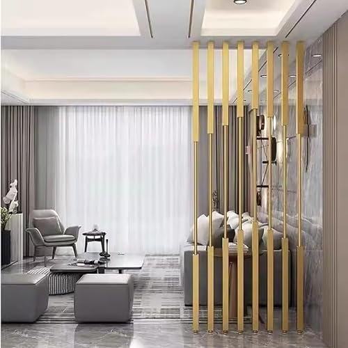 Elitix Paravent Raumteiler 8er-Pack Raumteiler-Trennpfosten Aus Holzlatten, Dekoratives Vertikales Wandregal, Moderne Säulenregale, 2 Bis 10 Fuß Sichtschutztrennwand(Gold,180cm(5.9ft))