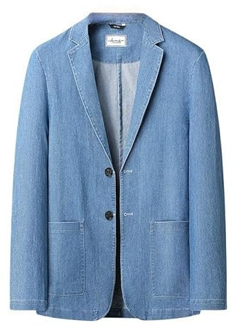 LIUYUYOUGO Blazer Homme Blazers pour Hommes Veste De Costume en Jean Décontractée Et Élégante Grande Taille Blazer en Denim De Coton Manteaux Deux Boutons Manteaux De Sport Légers Doux Et Confo