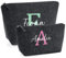 Kosmetiktaschen-Set für Frauen | Personalisiertes Geschenk aus Filz mit Namen | Kulturtasche & Schminktasche (Anthrazit, Set)