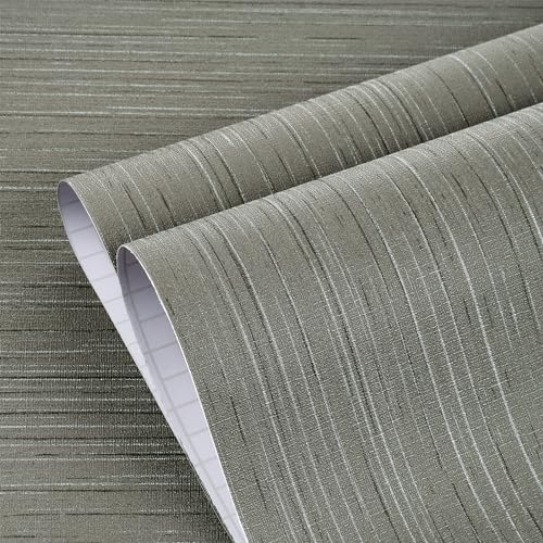 YENHOME Selbstklebend Tapete Grau Gewebtes Design 40x300cm Tapete Vinyl Selbstklebend Hellgrau Wandtapete Schlafzimmer Klebefolie Strukturtapete für Wand Tapeten Wohnzimmer Büro