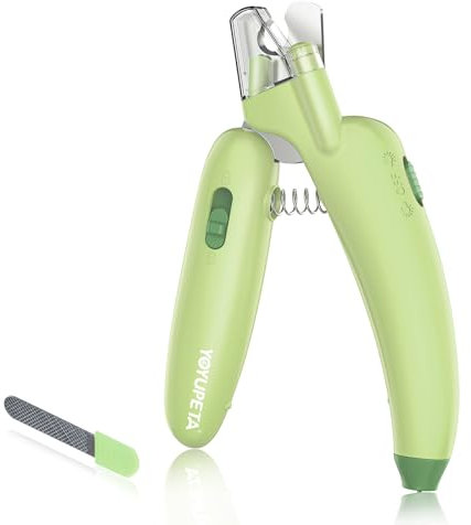 YOYUPETA Dog Nail Clippers with LED Light & Nail File – Professional At-Home Pet Grooming Kit, Razor-Sharp Claw Trimmer & Built-in File for Safe, Stress-Free Trimming on Dogs Cats. Green