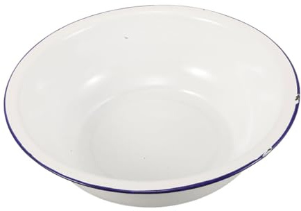 CONGARTENO Vintage Emaille Waschbecken 34cm Groß Multifunktional Für Fußbad Gesicht Und Wäsche Weiß Emailliert Fußbecken Mit Retro Design