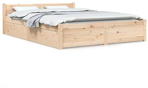 Massbinet Bett mit Schubladen 120x200 cm Doppelbettgestell inkl. Lattenrost und Schubladen mit Standardfuß