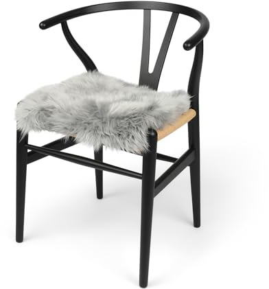 Nordic Sheep Lammfell Sitzauflage 40x40 cm für Stühle & Sofa, Hellgrau