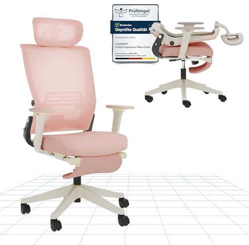 FLEXISPOT Foldex Ergonomic Office Chair – 2D Adjustable Headrest, Height-Adjustable Armrests & Retractable Footrest | Foldable Backrest & Lumbar Support | Compact Home Office, Gaming & Study Chair