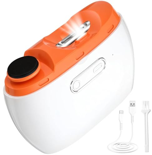 Tagliaunghie elettrico ricaricabile, lucidatore per unghie, tagliaunghie 2 in 1, tagliaunghie automatico, tagliaunghie elettrico a 2 velocità con luce LED