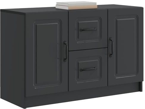 vidaXL Sideboard Schwarz 89 x 34,5 x 57 cm Holzwerkstoff, Moderner Sideboard, rechteckige Möbel, stylische Lagerung, idealer Organizer für Wohnzimmer, Essbereich