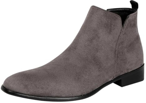 Chelsea - Stivali da uomo in pelle scamosciata, stivali scamosciati da uomo, stivali da cowboy a punta quadrata con tacco alto, stivali da moto vintage, scarpe da passeggio da uomo leggeri, scarpe