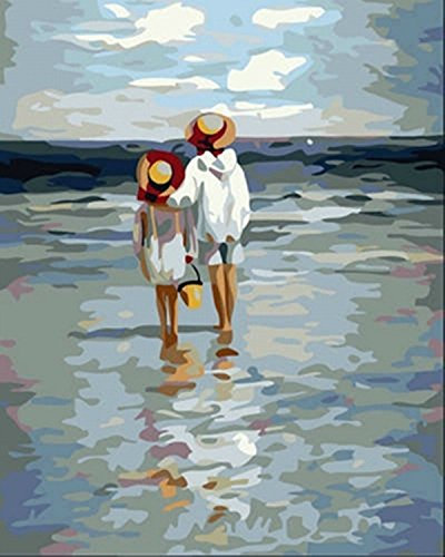 YXQSED Peinture par numéro Kit, Peinture à l'huile Bricolage avec Brosses et Peintures pour Adultes Enfants Seniors Débutant - sans Cadre -Voir pour Sea 12x16 inch