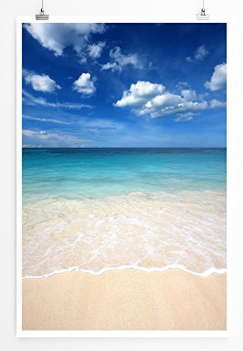 Eau Zone Bilder - Landschaft Natur – Strahlend Blauer Himmel und Sandstrand- Leinwand Kunstdrucke Wandbilder aus Deutschland