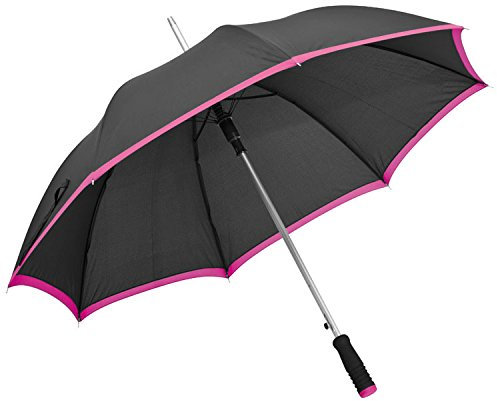 Eleganter Automatik-Regenschirm / mit Softgriff / Farbe: schwarz-pink