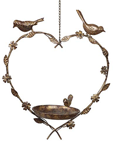 Hanging Heart Bird Dish House Feeder Outdoor Spring Summer Wedding Anniversary Garden Gift