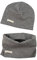 LACOFIA Baby Jungen Mädchen Beanie Mütze und Loop Schal Set Kinder Weiche 100% Baumwolle Strickmützen Kleinkind Hut und Kragen Schals Dunkelgrau 0-6 Monate