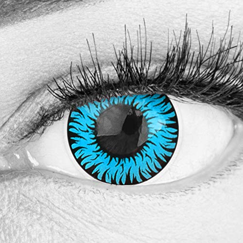 Farbige Blaue Kontaktlinsen Anime Werewolf Blue Circle Lenses Ohne Stärke Heroes Of Cosplay Stark Deckend Intensive Farben mit gratis Linsenbehälter farbig für Halloween Fasching