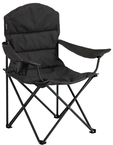 Vango Samson 2 Oversized Camping Chair | Foldable, Compact, Premium Comfort with Insulated Cupholder | For Outdoor Picnic, Camping, Fishing | Steel Frame & DuoWeave Fabric (Excalibur Grey)