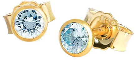 NKlaus Paar Ohrstecker echt Blautopas Gelbgold 585 14 Karat Gold 3,5mm kleine Ohrringe 7935