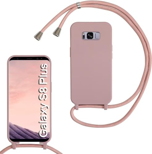 xingting EU Handykette kompatibel mit Samsung Galaxy S8 Plus Handyhülle Verstellbarer Silikon Seil Necklace Hülle-Rosa Gold