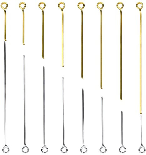 TOAOB 800 Pezzi Chiodini Occhiello Spilli Dritti Pins in Metallo 18mm a 50mm per Collane Orecchini Bracciali Fai da Te Creazione di Gioielli Oro Argento Tono