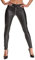 Demoniq Schwarze Damen Leggings Hose aus Wetlook Material elastisch mit durchgehendem Reißverschluss und Gesäßtaschen XXL