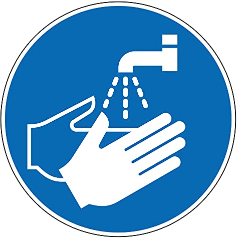 Aufkleber Hände waschen ø 100 mm · 10 Stück