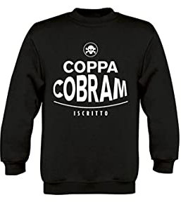 Felpa Girocollo Bambino Ragazzo Basic Top qualità Top vestibilità - Coppa Cobram - novità Fashion Divertenti Humor Made in Italy (Nero, 12-14 Anni)