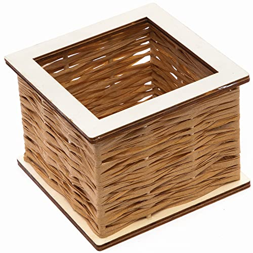 Baker Ross Quadratische Korbflechten mit Holz - 2er Pack, Holz Basteln für Kinder (FC376)