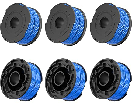 Bobine de rechange pour débroussailleuse - 1,65 mm - 12,2 m - Compatible avec Black and Decker GL315, GL337, GL350, GL650, GL651, GL652, GL653, GL655, GL656, GL660, GL670, GL680 (6 bobines)