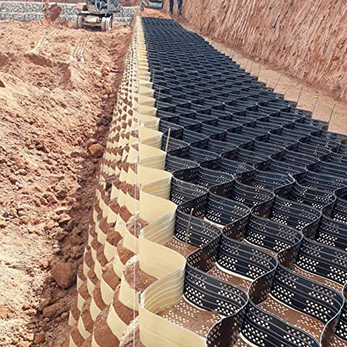 Stabilisateur Gravier Gazon Dalle Stabilisatrice Grille De Géocellules De Gravier De Stabilisation pour Mur Keystone/Murs De Soutènement, Contrôle De L'érosion/contrôle De La Boue, Pliage De Flexibi
