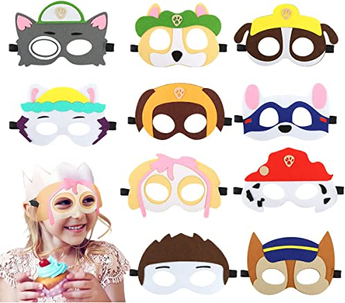 NIWWIN Masken filz,10 stück puppy maske,kinder party cosplay masken,lustige masken fasching,fasching deko,cosplay maske für Halloween und Kindergeburtstag (Puppy)