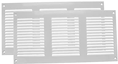 Vent Systems 30 x 15 cm - Packung mit 2 Lüftungsschlitz-Abdeckungen - Weiß – Metall-Luftrücklauf-Grill mit eingebautem Schädlingsschutz