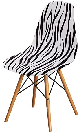 Chickwin Stuhlhussen Runde Schalenstuhl, Strech Stuhlbezug 1 2 4 6er Set Elastisch Esszimmerstühle Bezug für Skandinavische Stühle/Stuhlüberwürfe für Wohnzimmer (Zebra-Muster,2 Stück)