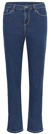 KAFFE Jeans KAvicky Damen Jeans Jeanshose Straight mit Geradem Bein Hose mit Hoher Bund 42, Medium Blue Washed Denim
