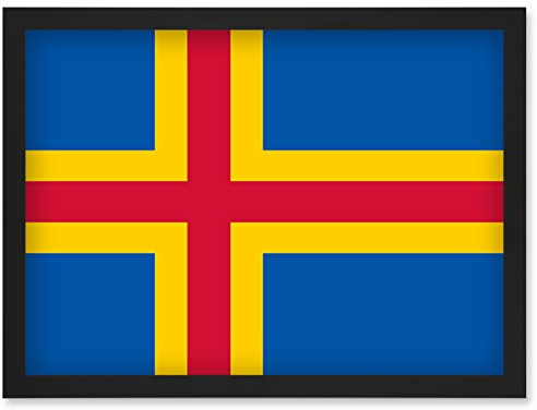 Artery8 Åland Islands National Flag Patriotic Vexillology World Flags Country Region Poster Artwork Framed Wall Art Print A4