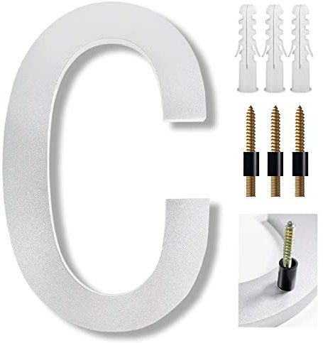 8 Inch Large House Numbers Floating Sliver House Numbers Plaques Modern Door Numbers Plates Signs with Nail Kit for Outside Wall Address Garden Mailbox Dec, Strong Sliver Acrylic Material (C)